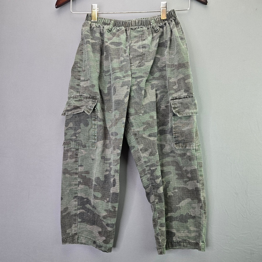 Spirit Cargo Pants Camouflage Medium Green Camo Elastic Waist Cotton Utility M